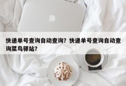 快递单号查询自动查询？快递单号查询自动查询菜鸟驿站？