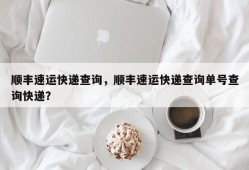 顺丰速运快递查询，顺丰速运快递查询单号查询快递？