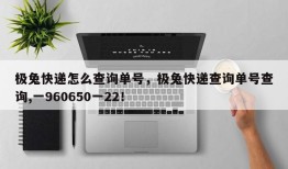 极兔快递怎么查询单号，极兔快递查询单号查询,一960650一22！