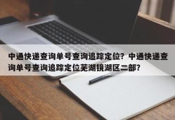 中通快递查询单号查询追踪定位？中通快递查询单号查询追踪定位芜湖镜湖区二部？