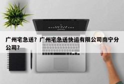 广州宅急送？广州宅急送快运有限公司南宁分公司？