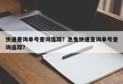 快递查询单号查询追踪？急兔快递查询单号查询追踪？